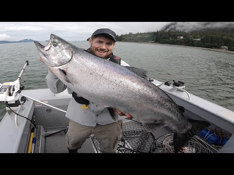 Monster 43lb King Salmon!  Epic Battle!  Salmon Fishing - Juneau, Alaska! JUNE 2020