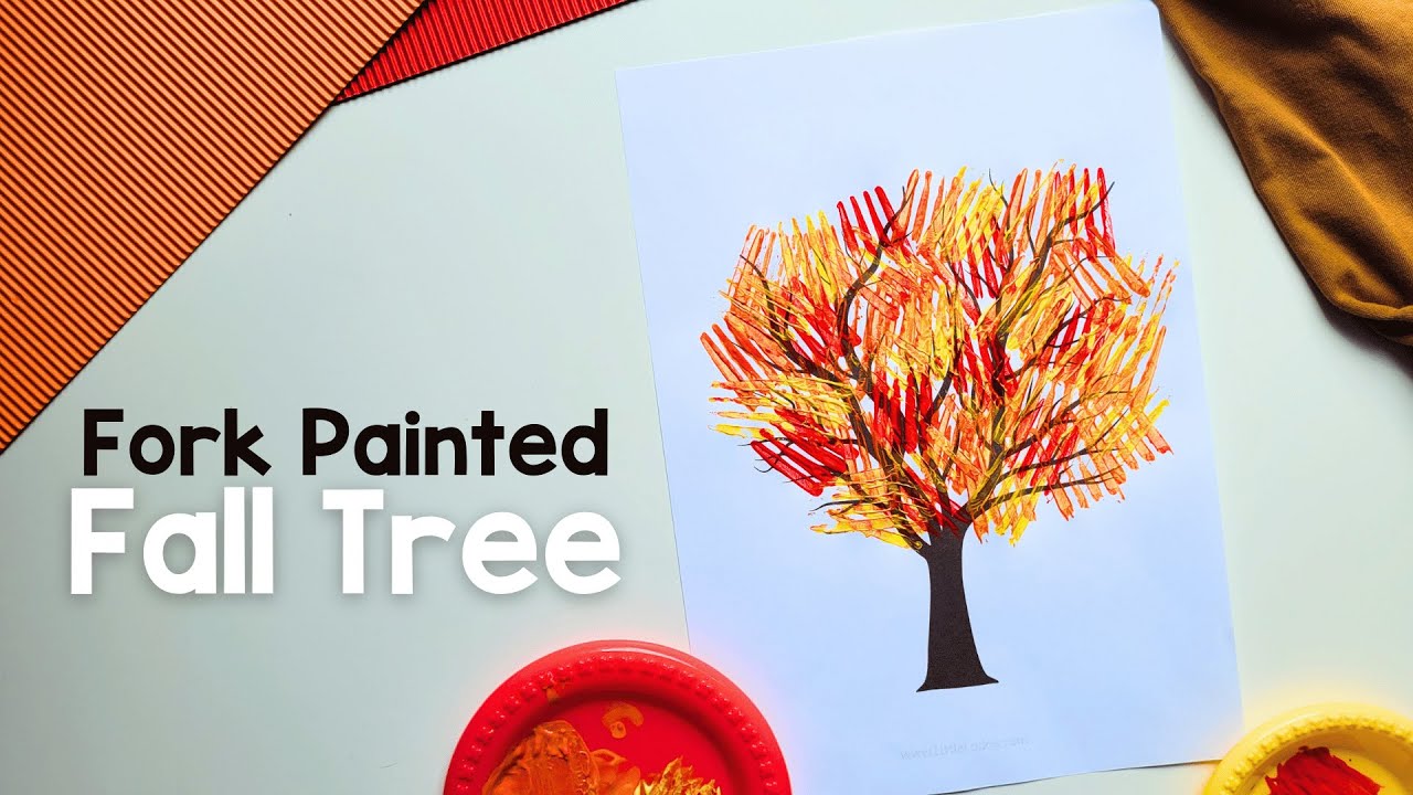 Fork-Painted Fall Tree Craft