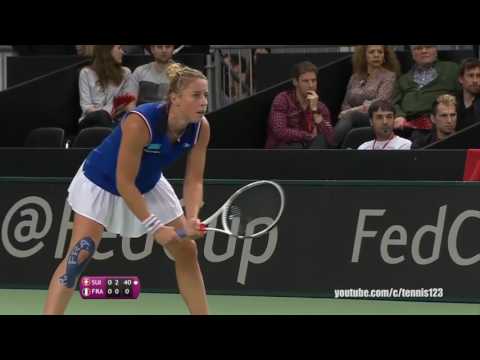Belinda Bencic vs Pauline Parmentier (FR) Fed Cup 2017