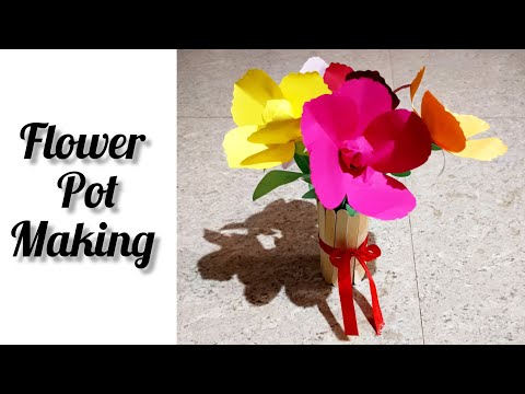 How To Make a Flower Vase with Paper// Flower pot with flowers