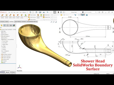 SolidWorks Boundary Surface -Shower Head Modeling