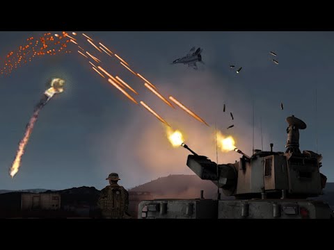 MiG-29 Jet & Attack Helicopter shot down by Anti-Air System - SAM - Military Simulation - ArmA 3