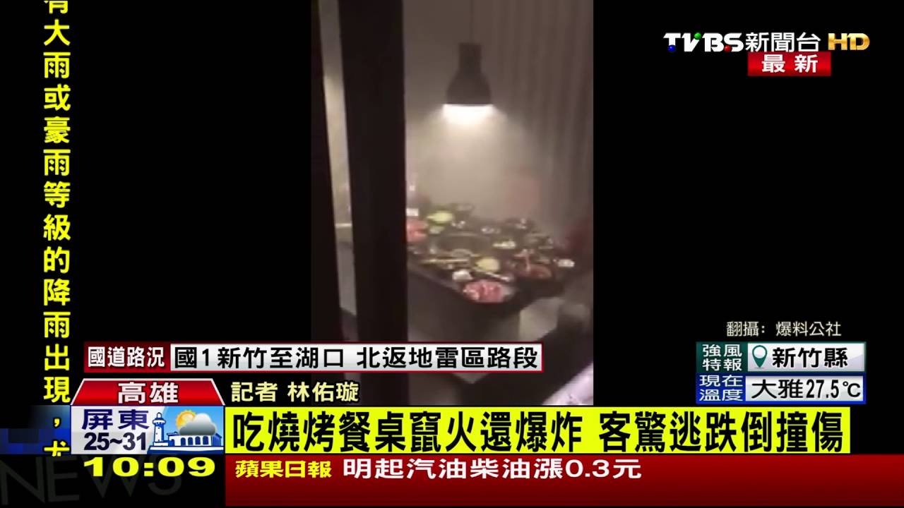 吃燒烤餐桌竄火還爆炸 客驚逃跌倒撞傷