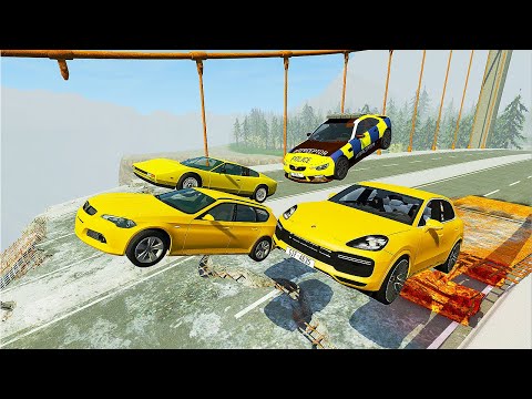 Cars VS POLİCE CHASE  & JUMP BRİDGE #4 - BeamNg Drive