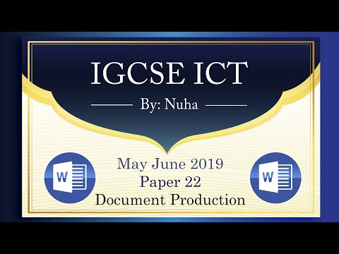 IGCSE ICT May June 2019 Paper 22 Document Production Word