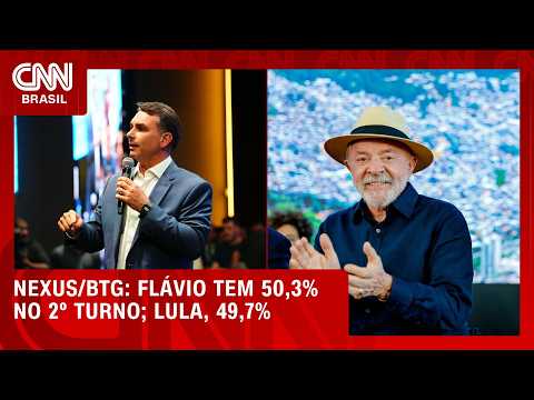 Flávio tem 50,3% dos votos válidos no 2º turno; Lula 49,7% segundo Nexus BTG | CNN NOVO DIA
