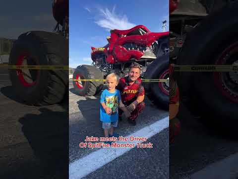Jake meets SpitFire Monster Truck Driver! #viral #family #shorts