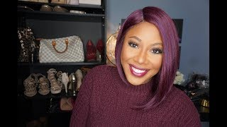 How I Put On My Purple Plum Bob Wig – Motown Tress LDP Curve