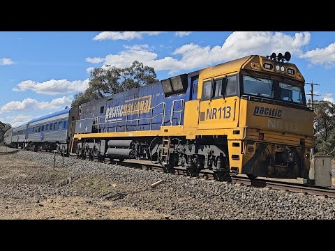 1AM8 JBRE The Overland (NR113p, Adelaide to Melbourne, 1535, 27/10/24, Ararat West VIC