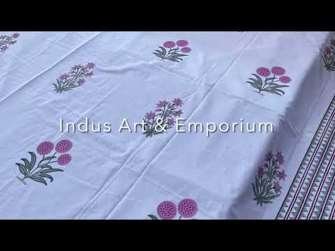 Hand Block Print Cotton Double Bed Sheet With Pillow Cover