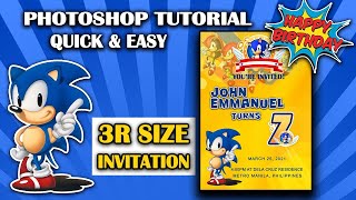 Basic Photoshop Tutorial: 3R Size Birthday Invitation | Sonic Theme