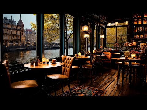 Slow Smooth Piano Jazz Music In 4K Luxury Cozy Coffee Shop For Work, Study, Relaxation and Sleeping
