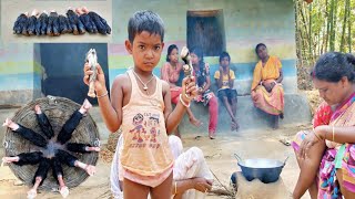 Santali Tribe Cleaning And Cooking Goat Leg — Traditional System