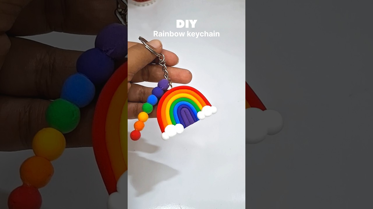 diy rainbow keychain #diy #craft #claycraft #clay
