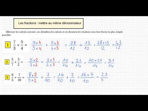 Les fractions - Mettre au même dénominateur - Exercice 1