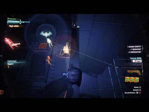 Batman :: Arkham Knight :: Hunting down a bunch minigun guys with stealth and healer support