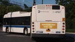 B1 & B49 Bus action at Manhattan Beach Kingsboro College