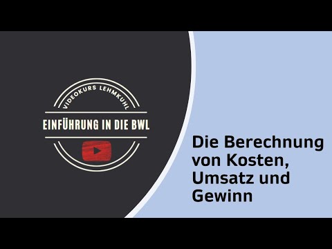 Einführung in die BWL Folge 8 - Gewinn, Umsatz, Kosten