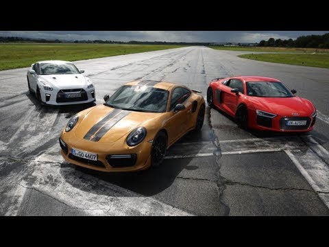 Porsche 911 Turbo S vs Nissan GT-R vs Audi R8 V10 Plus