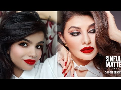 Jacqueline Inspired Makeup !! Sinful Matt Lip color pic Jacqueline Fernandez makeup Tutorial..!!