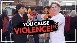 Cocky MAGA Kid Can't DEFEND Trump's Actions and RUNS AWAY