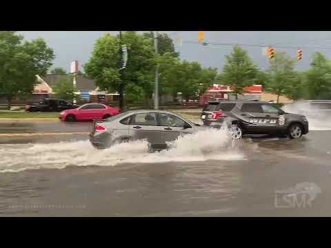 06-27-2021 West Lafayette, IN Flooding - Police Officers Clear Drains - Stranded Motorists