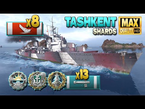Destroyer Tashkent on map Shards, 8 ships destroyed - World of Warships