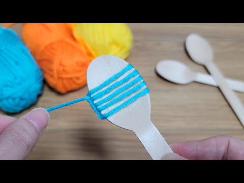 It's so Beautiful !! Super easy flower making with spoon and yarn - Flower decor idea