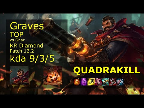 Graves vs Gnar Top - KR 9/3/5 Patch 12.2 Gameplay // [롤] 그레이브즈 vs 나르 탑