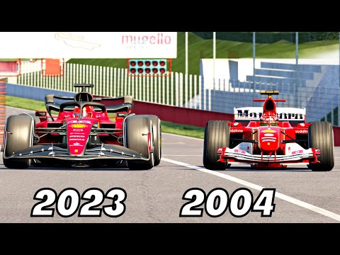 Ferrari F1 2023 SF23 vs Ferrari F1 2004 (Schumacher) - Mugello Circuit