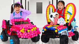 Ellie and Andrea's Ball Pit Car Crafting Adventure