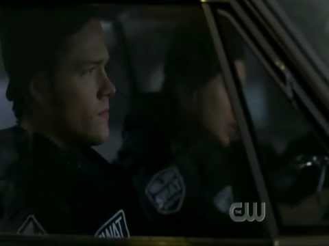 Supernatural 2x12 Sam and Dean escaping the bank wearing SWAT team uniforms