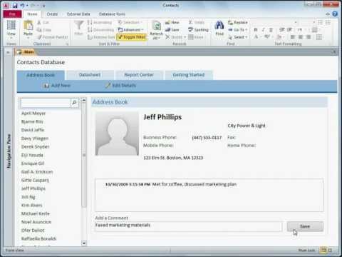 In Access: Use the Contacts Web Database template