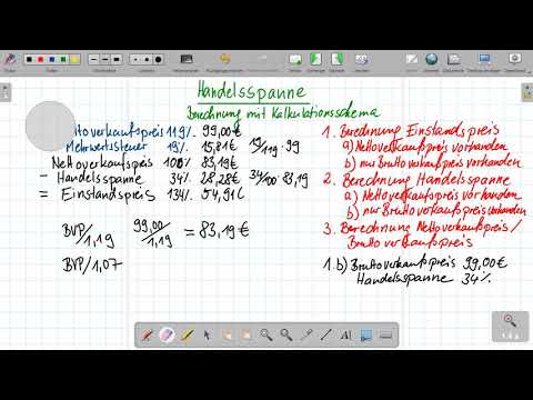 7 Handelsspanne mit Kalkulationsschema