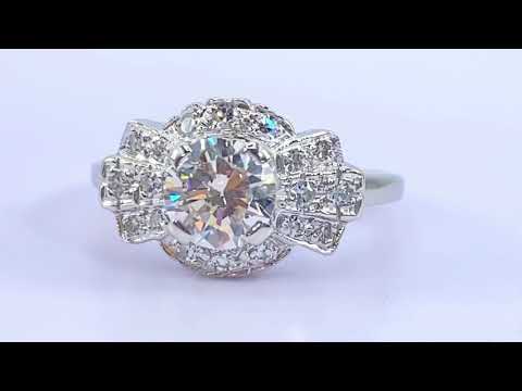 1.00 ct antique DIAMOND ENGAGEMENT ring SOLID 14 k white GOLD