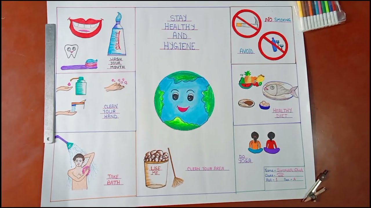 How to make a poster Health And Hygiene| Good Habits| How to make science project.