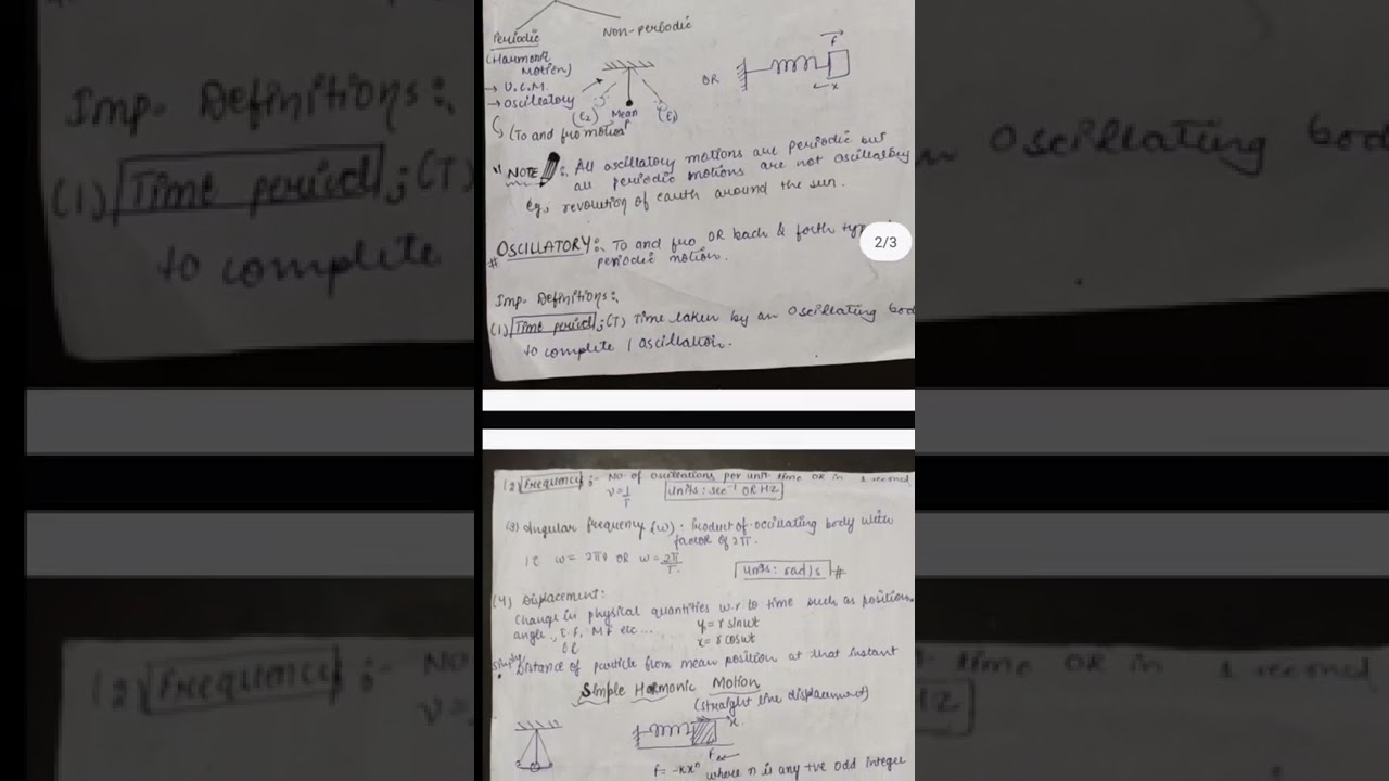 Oscillations (S.H.M) | Class 11 | Physics | Chapter 14 | Best Handwritten Notes | JEE / NEET