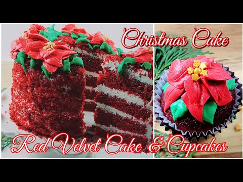 Red Velvet Cake Recipe / Christmas cake and cupcake decorating