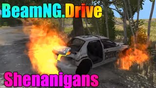 [Beamng.Drive] - Lets Play w/ Friends Shenanigans - Car Lights On Fire!
