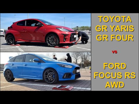 SLIP TEST - Toyota GR Yaris GR Four vs Ford Focus RS AWD - @4x4.tests.on.rollers