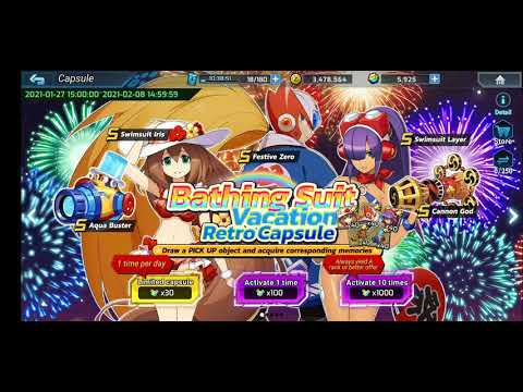 Gacha Summoning Pull - Bathing Suit Vacation Retro Capsule 5000 Element Metal「 Mega Man X Dive 」