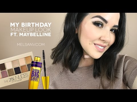 Gold + Glittered Birthday Smokey Eye ft Maybelline 24k Nudes Palette + Big Shot Mascara