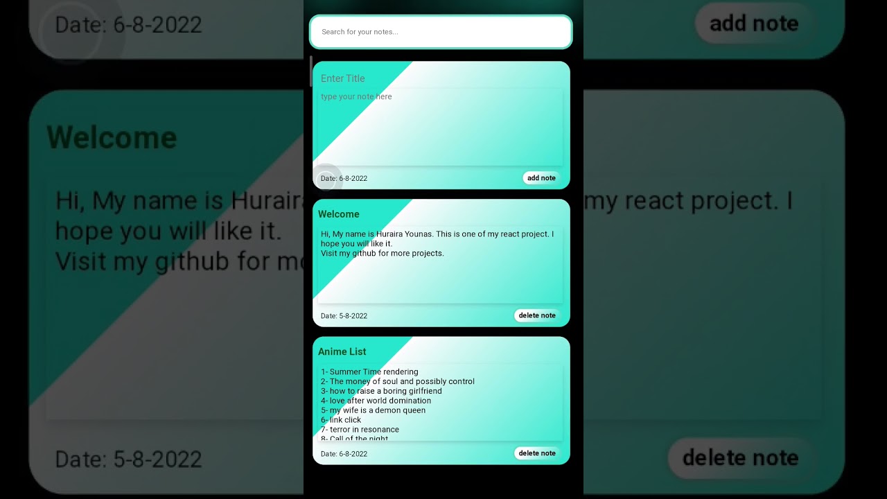 Notes App made with react