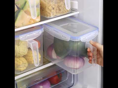 Transparent plastic refrigerator food storage organizer, for...