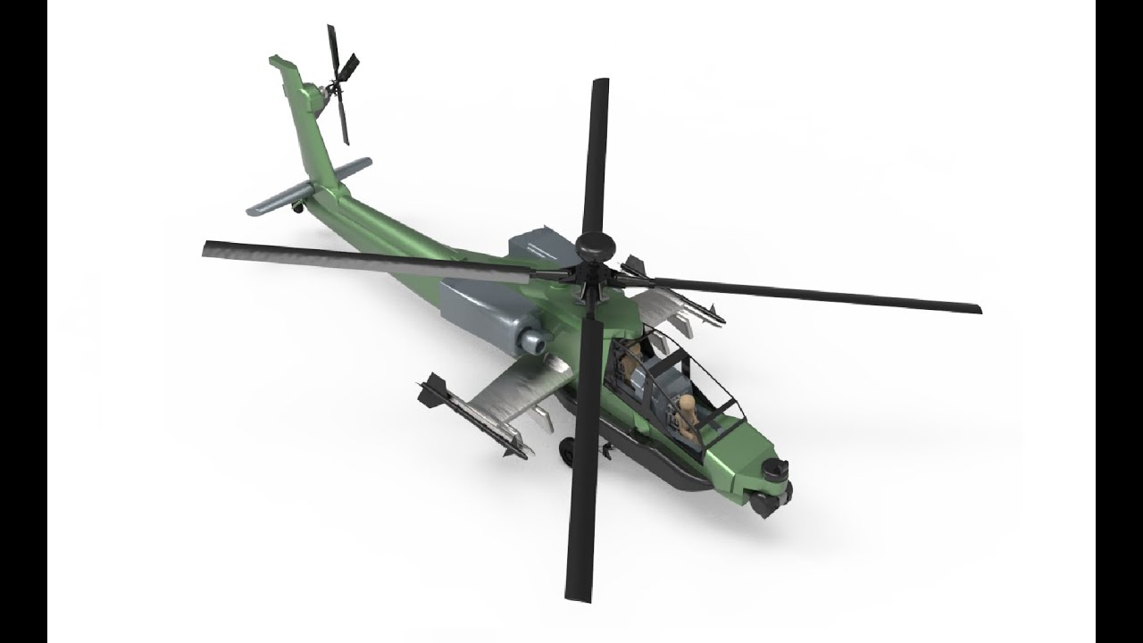 Modelo de dise&ntilde;o de helic&oacute;ptero de ataque Apache rc: mire el v&iacute;deo Modelo de impresión 3D