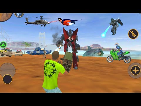 Vegas Crime Simulator (Vegas Hero Fight Red Car Robot) Super hero Fight Super Robot - Gameplay HD