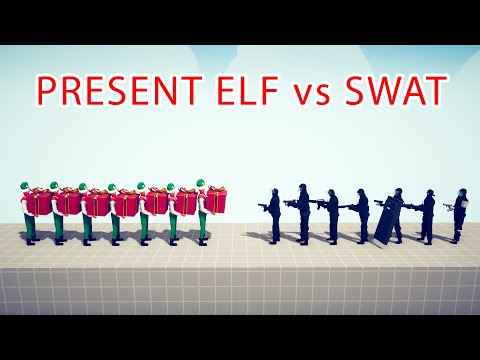 PRESENT ELF Team vs SWAT Team - Totally Accurate Battle Simulator TABS
