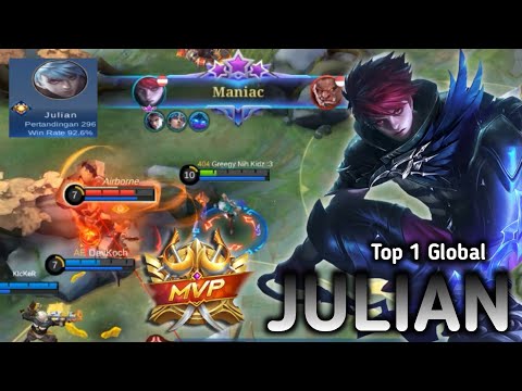 WIN RATE 92,6% JULIAN MANIAC GAMEPLAY//TOP 1 GLOBAL JULIAN BY GREEGY NIH KIDZ :3//MOBILE LEGENDS