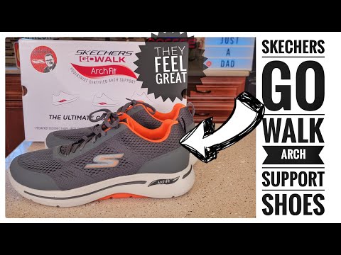 Skechers Mens GoWalk Arch Fit Walking Shoe Sneaker Charcoal / Orange Review   I LOVE THEM!!!