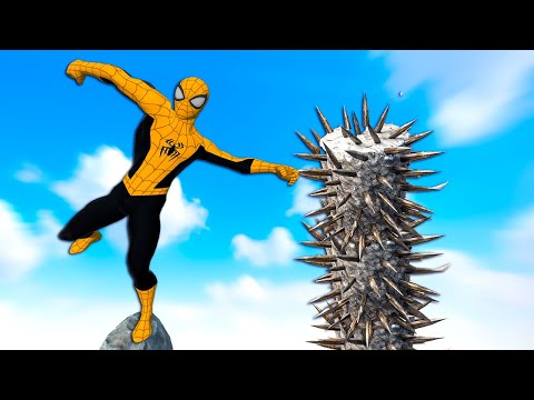 Spider Man Ragdoll Physics Compilation Brutal Falls Into Spike Traps